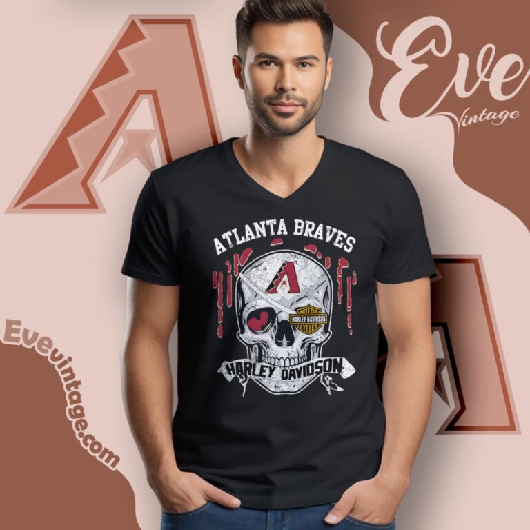 Arizona Diamondbacks Harley Davidson Skull V Neck TShirt Arizona Diamondbacks Harley Davidson Skull V Neck TShirt