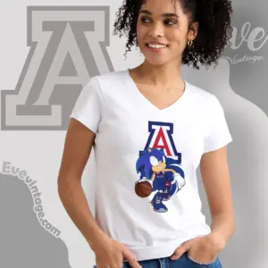 Arizona Wildcats Sonic The Hedgehog Basketball V Neck TShirt