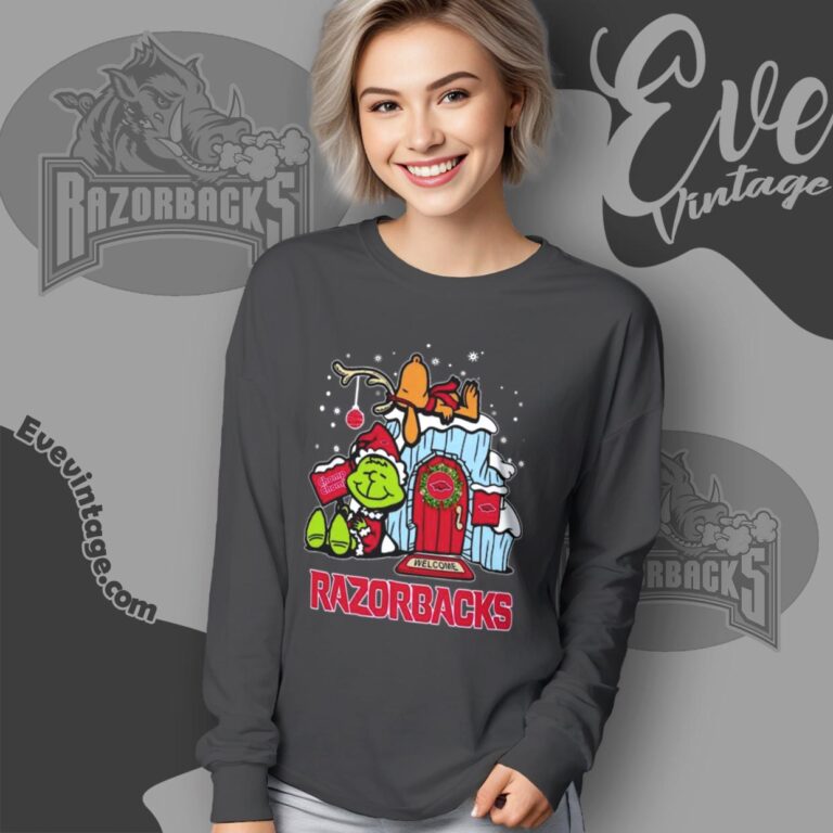 Arkansas Grinch Snoopy Nuts Welcome Xmas Shirt Long Sleeve Tee Arkansas Grinch Snoopy Nuts Welcome Xmas Shirt Long Sleeve Tee