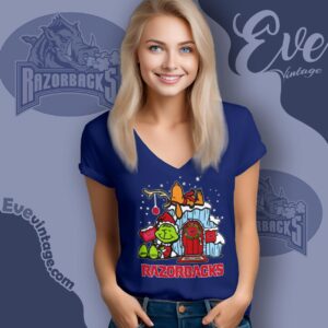 Arkansas Grinch Snoopy Nuts Welcome Xmas Shirt 5 Arkansas Grinch Snoopy Nuts Welcome Xmas Shirt V Neck TShirt