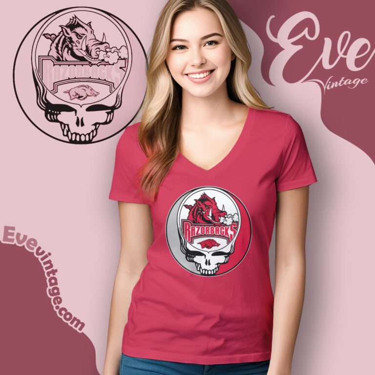 Arkansas Razorbacks Steal Your Face Stealie Shirt V Neck TShirt Arkansas Razorbacks Steal Your Face Stealie Shirt V Neck TShirt