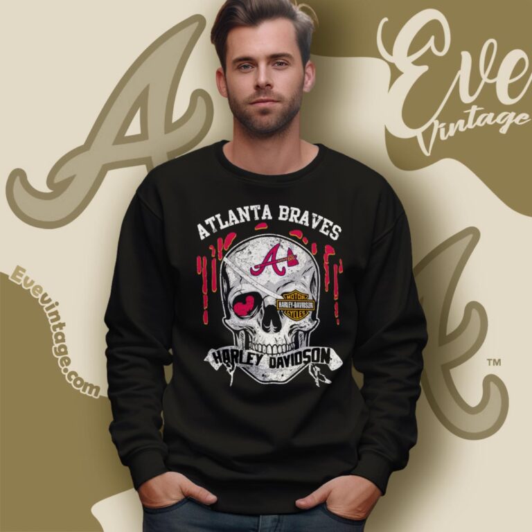 Atlanta Braves Harley Davidson Skull Shirt Sweatshirt Atlanta Braves Harley Davidson Skull Shirt Sweatshirt