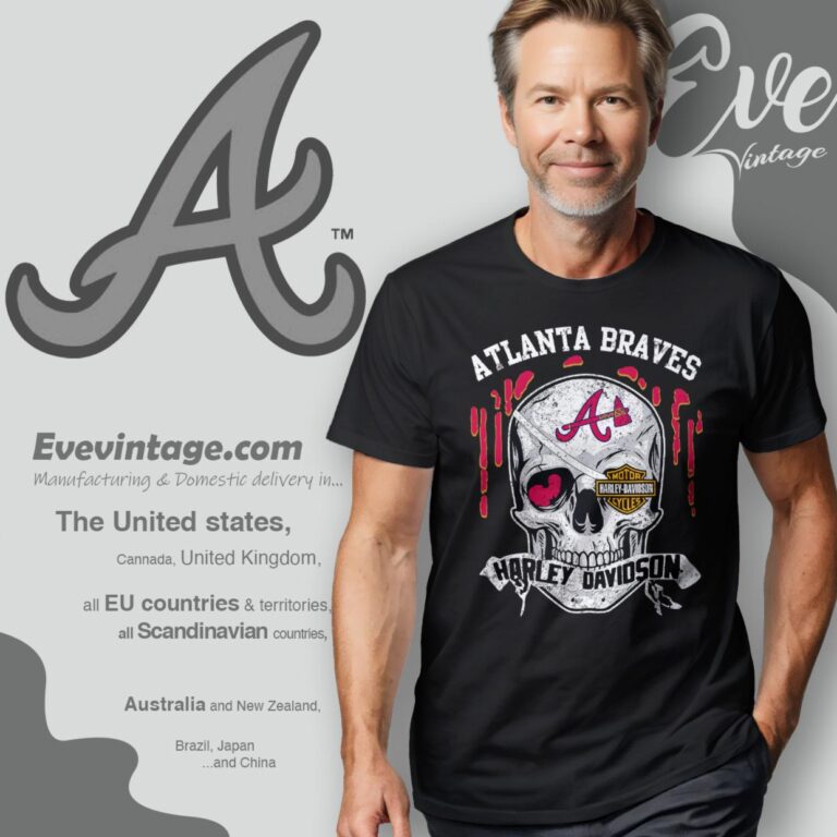 Atlanta Braves Harley Davidson Skull Shirt T Shirt Atlanta Braves Harley Davidson Skull Shirt T Shirt