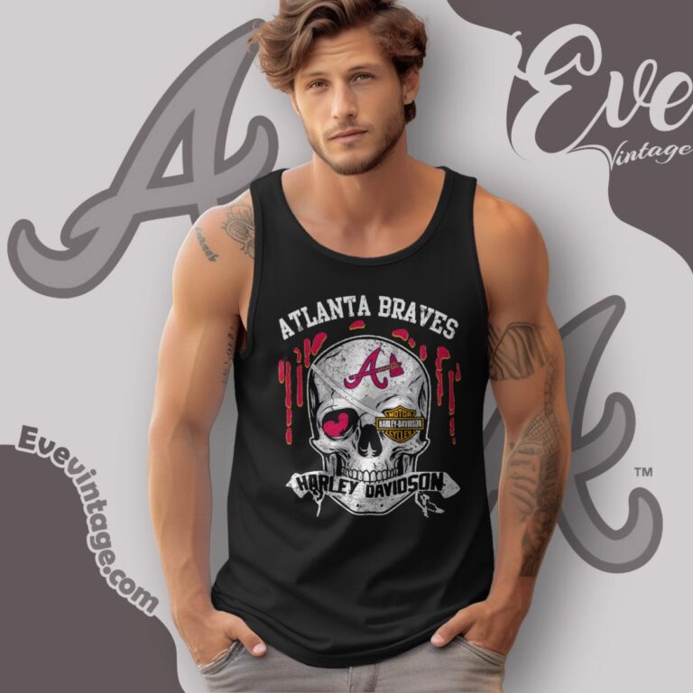 Atlanta Braves Harley Davidson Skull Shirt Tank Top Racerback Atlanta Braves Harley Davidson Skull Shirt Tank Top Racerback