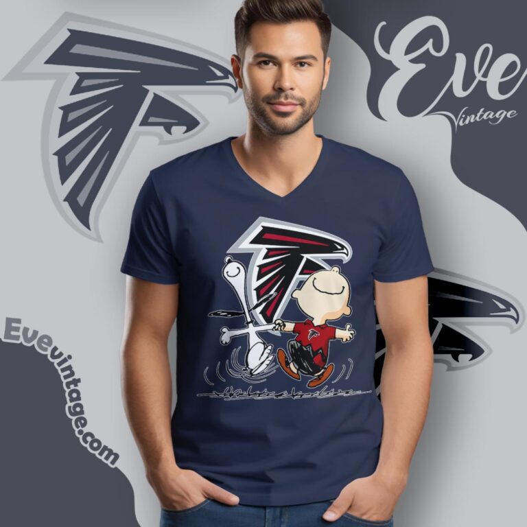 Atlanta Falcons Charlie Brown Snoopy Happy Dancing Shirt V Neck TShirt Atlanta Falcons Charlie Brown Snoopy Happy Dancing Shirt V Neck TShirt