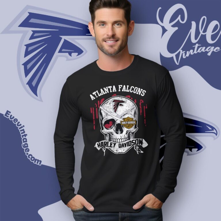 Atlanta Falcons Harley Davidson Skull Shirt Long Sleeve Tee Atlanta Falcons Harley Davidson Skull Shirt Long Sleeve Tee