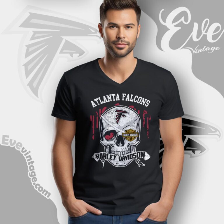 Atlanta Falcons Harley Davidson Skull Shirt V Neck TShirt Atlanta Falcons Harley Davidson Skull Shirt V Neck TShirt