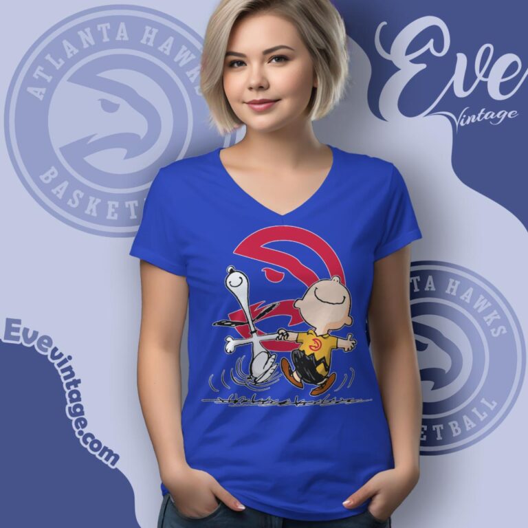 Atlanta Hawks Charlie Brown Snoopy Happy Dancing Shirt V Neck TShirt Atlanta Hawks Charlie Brown Snoopy Happy Dancing Shirt V Neck TShirt