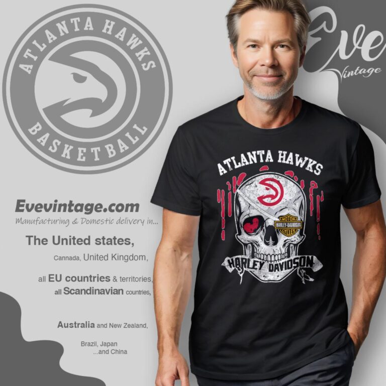 Atlanta Hawks Harley Davidson Skull Shirt T Shirt Atlanta Hawks Harley Davidson Skull Shirt T Shirt