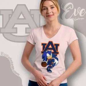 Auburn Tigers Sonic The Hedgehog Basketball V Neck TShirt