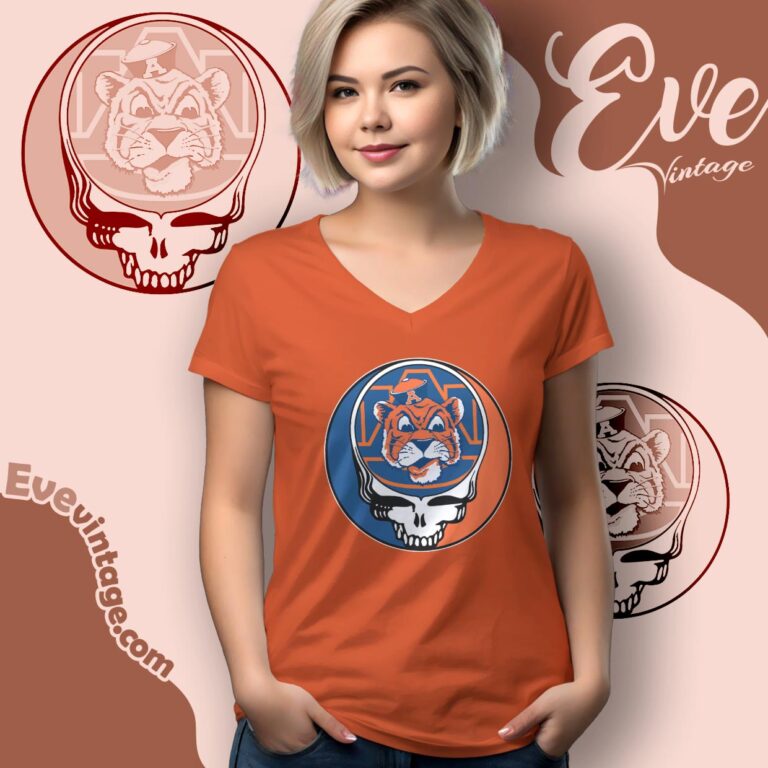 Auburn Tigers Steal Your Face Stealie Shirt V Neck TShirt Auburn Tigers Steal Your Face Stealie Shirt V Neck TShirt