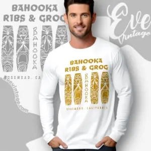 Bahooka Ribs Grog Shirt Rosemead Ca Tiki Bar Long Sleeve Tee