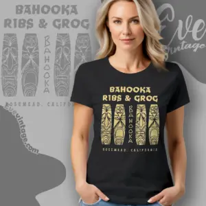 Bahooka Ribs Grog Shirt Rosemead Ca Tiki Bar Women T shirt