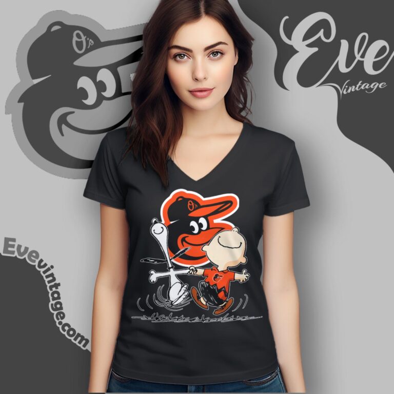 Baltimore Orioles Charlie Brown Snoopy Happy Dancing Shirt V Neck TShirt Baltimore Orioles Charlie Brown Snoopy Happy Dancing Shirt V Neck TShirt