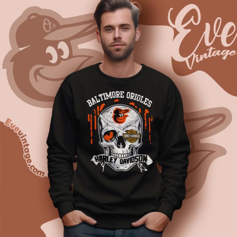 Baltimore Orioles Harley Davidson Skull Shirt Sweatshirt Baltimore Orioles Harley Davidson Skull Shirt Sweatshirt