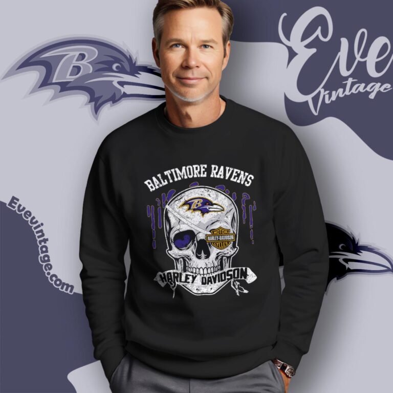 Baltimore Ravens Harley Davidson Skull Shirt Sweatshirt Baltimore Ravens Harley Davidson Skull Shirt Sweatshirt