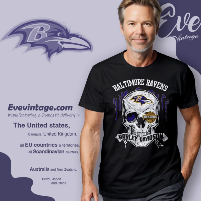 Baltimore Ravens Harley Davidson Skull Shirt T Shirt Baltimore Ravens Harley Davidson Skull Shirt T Shirt