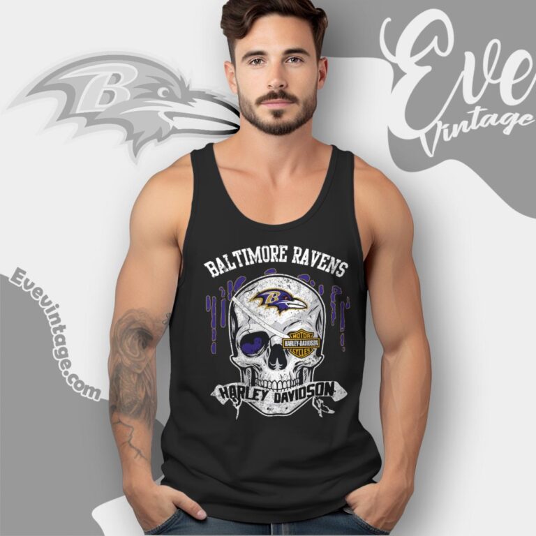 Baltimore Ravens Harley Davidson Skull Shirt Tank Top Racerback Baltimore Ravens Harley Davidson Skull Shirt Tank Top Racerback