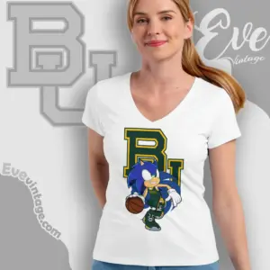 Baylor Bears Sonic The Hedgehog Basketball V Neck TShirt