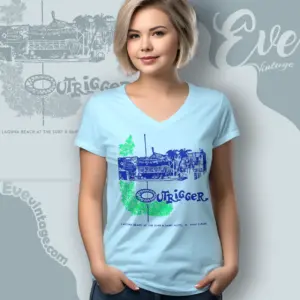 Billingsleys Outrigger Shirt Laguna Beach Tiki Bar V Neck TShirt