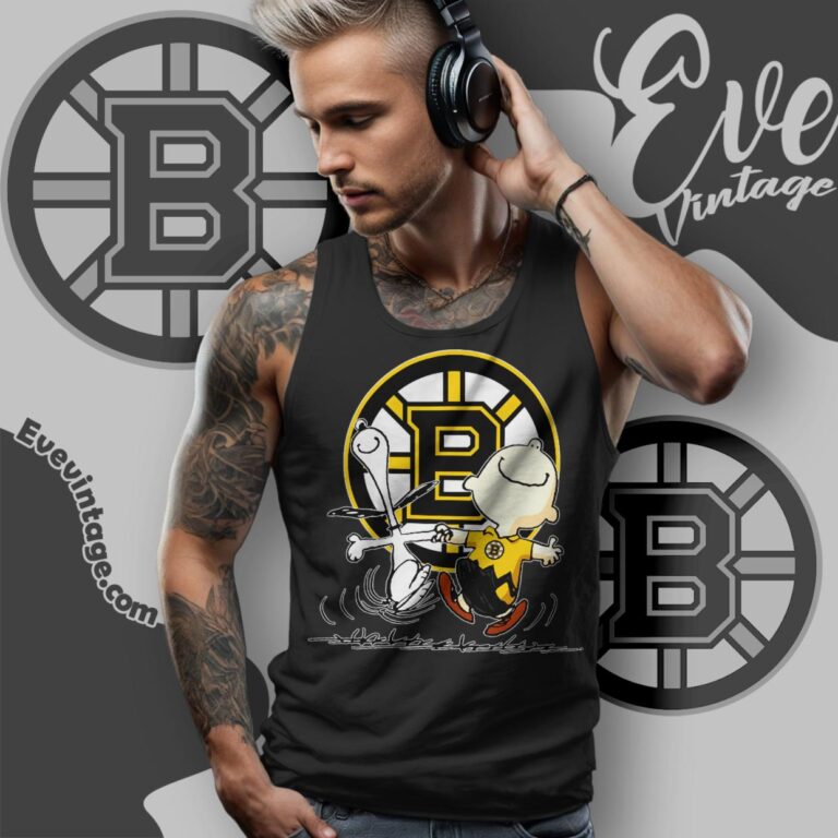 Boston Bruins Charlie Brown Snoopy Happy Dancing Shirt Tank Top Racerback Boston Bruins Charlie Brown Snoopy Happy Dancing Shirt Tank Top Racerback