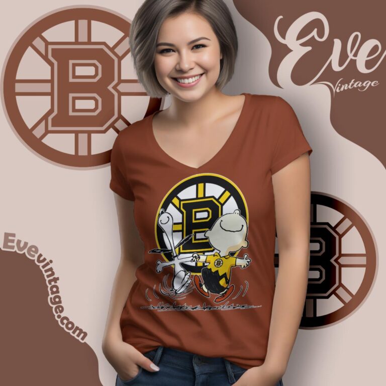 Boston Bruins Charlie Brown Snoopy Happy Dancing Shirt V Neck TShirt Boston Bruins Charlie Brown Snoopy Happy Dancing Shirt V Neck TShirt