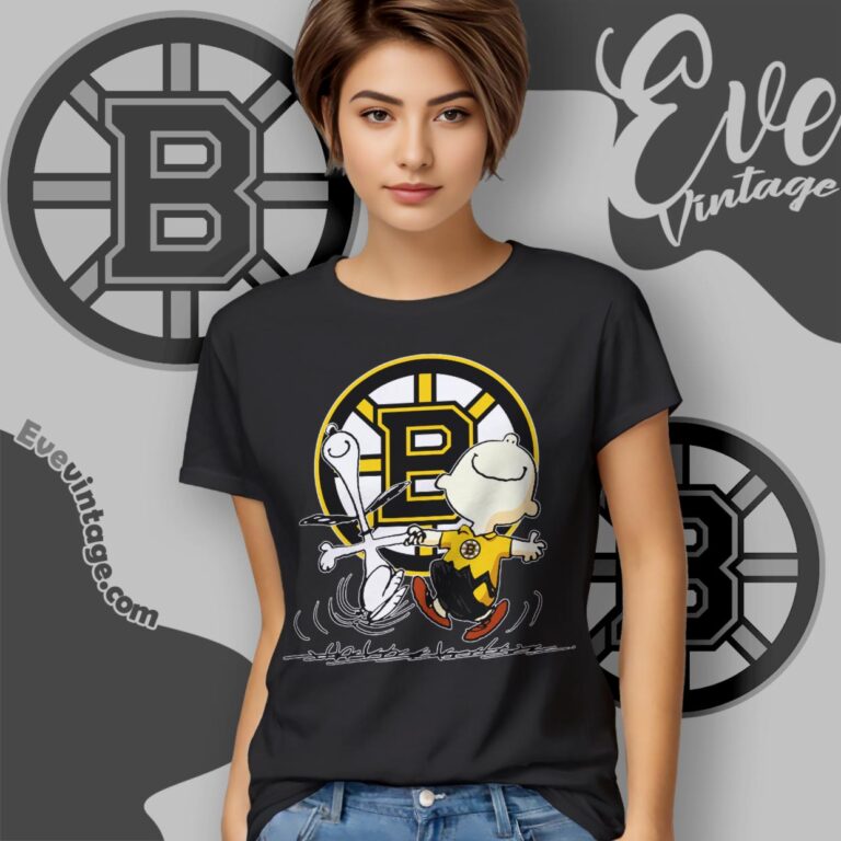 Boston Bruins Charlie Brown Snoopy Happy Dancing Shirt Women T Shirt Boston Bruins Charlie Brown Snoopy Happy Dancing Shirt Women T Shirt