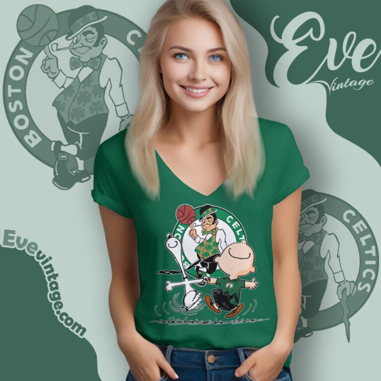 Boston Celtics Charlie Brown Snoopy Happy Dancing Shirt V Neck TShirt Boston Celtics Charlie Brown Snoopy Happy Dancing Shirt V Neck TShirt