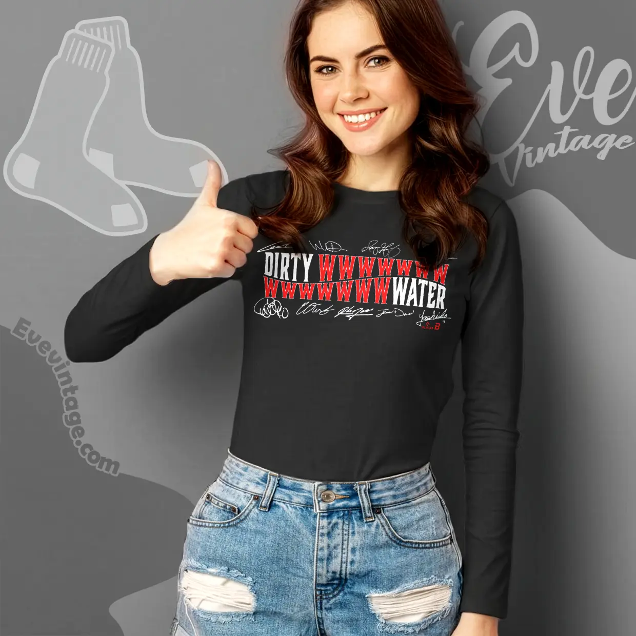 Boston Red Sox Dirty Wwwwwwwwwww Water Long Sleeve Tee Boston Red Sox Dirty Wwwwwwwwwww Water Long Sleeve Tee
