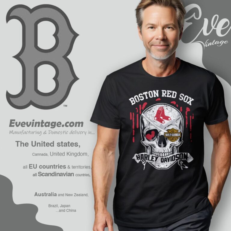 Boston Red Sox Harley Davidson Skull Shirt T Shirt Boston Red Sox Harley Davidson Skull Shirt T Shirt