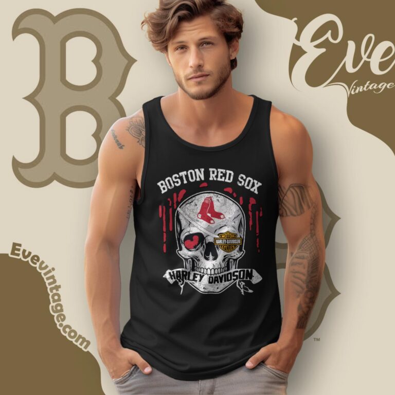 Boston Red Sox Harley Davidson Skull Shirt Tank Top Racerback Boston Red Sox Harley Davidson Skull Shirt Tank Top Racerback
