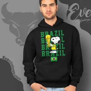 Brazil World Cup Shirt Snoopy Holding Trophy Hoodie