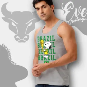 Brazil World Cup Shirt Snoopy Holding Trophy Tank Top Racerback