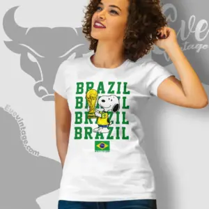 Brazil World Cup Shirt Snoopy Holding Trophy Women T shirt