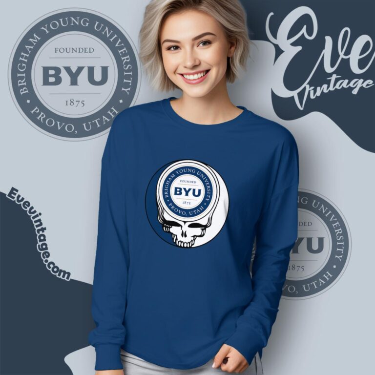 Brigham Young University Steal Your Face Grateful Dead Shirt Long Sleeve Tee Brigham Young University Steal Your Face Grateful Dead Shirt Long Sleeve Tee