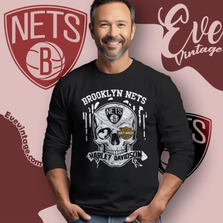 Brooklyn Nets Harley Davidson Skull Shirt Long Sleeve Tee Brooklyn Nets Harley Davidson Skull Shirt Long Sleeve Tee