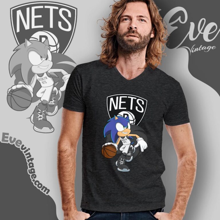 Brooklyn Nets Sonic The Hedgehog Shirt V Neck TShirt Brooklyn Nets Sonic The Hedgehog Shirt V Neck TShirt