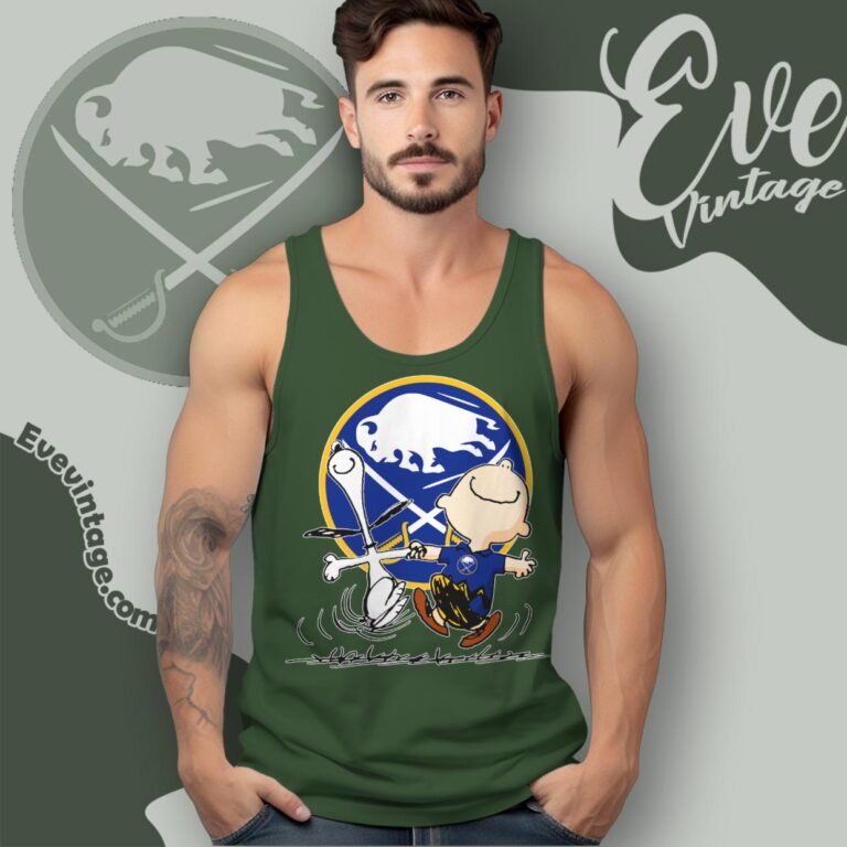 Buffalo Sabres Charlie Brown Snoopy Happy Dancing Shirt Tank Top Racerback Buffalo Sabres Charlie Brown Snoopy Happy Dancing Shirt Tank Top Racerback