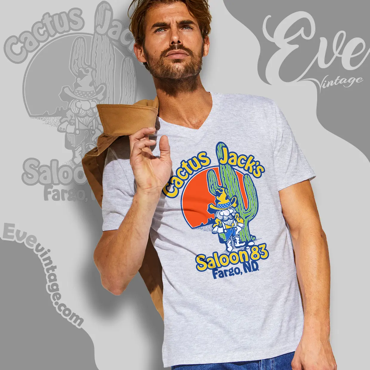 Cactus Jacks Saloon Shirt Fargo Nd Dive Bar V Neck TShirt Cactus Jacks Saloon Shirt Fargo Nd Dive Bar V Neck TShirt