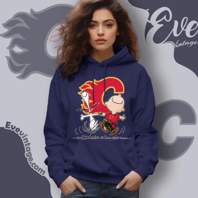 Calgary Flames Charlie Brown Snoopy Happy Dancing Shirt Hoodie Calgary Flames Charlie Brown Snoopy Happy Dancing Shirt Hoodie