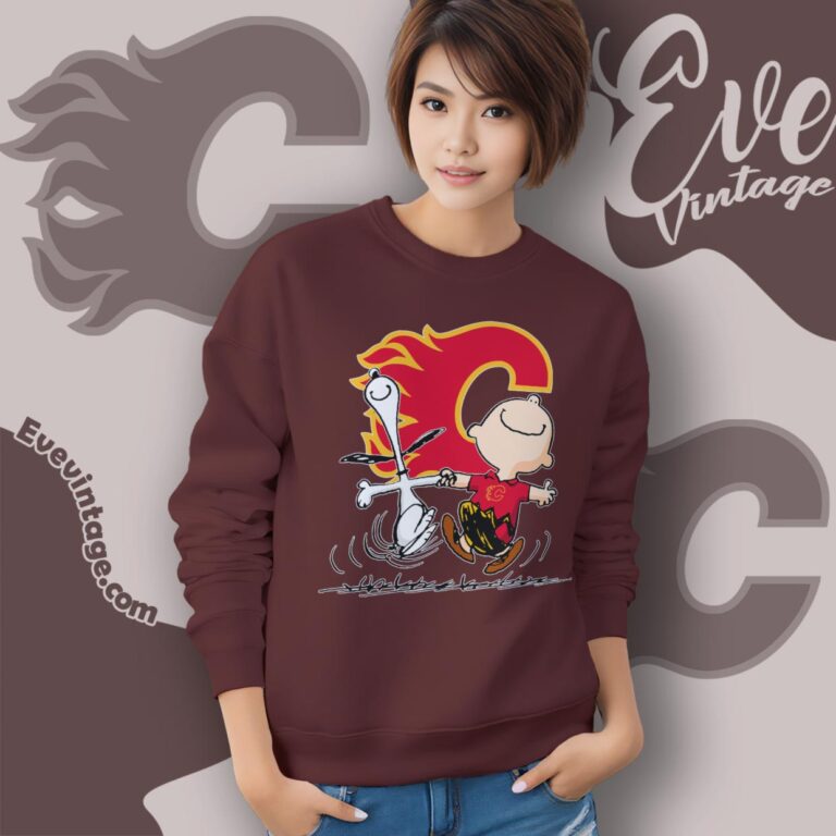 Calgary Flames Charlie Brown Snoopy Happy Dancing Shirt Sweatshirt Calgary Flames Charlie Brown Snoopy Happy Dancing Shirt Sweatshirt