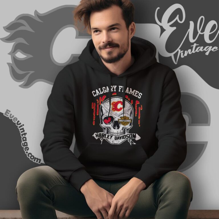 Calgary Flames Harley Davidson Skull Shirt Hoodie Calgary Flames Harley Davidson Skull Shirt Hoodie