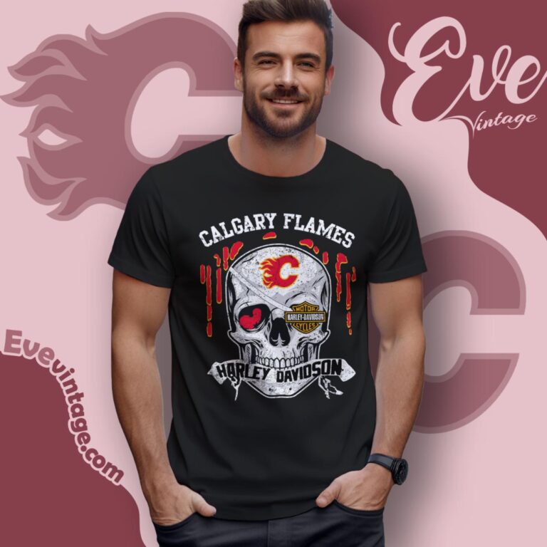 Calgary Flames Harley Davidson Skull Shirt Women T Shirt Calgary Flames Harley Davidson Skull Shirt Women T Shirt