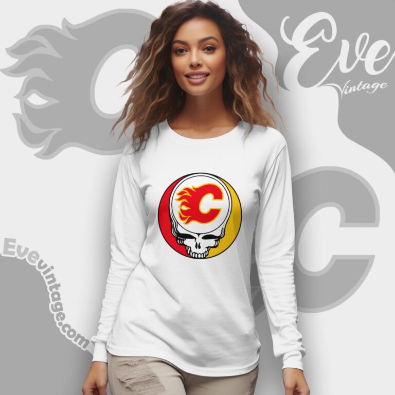 Calgary Flames Steal Your Face Grateful Dead Shirt Long Sleeve Tee Calgary Flames Steal Your Face Grateful Dead Shirt Long Sleeve Tee