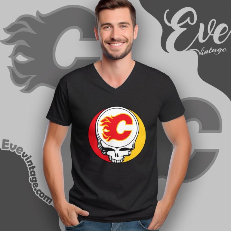 Calgary Flames Steal Your Face Grateful Dead Shirt V Neck TShirt Calgary Flames Steal Your Face Grateful Dead Shirt V Neck TShirt