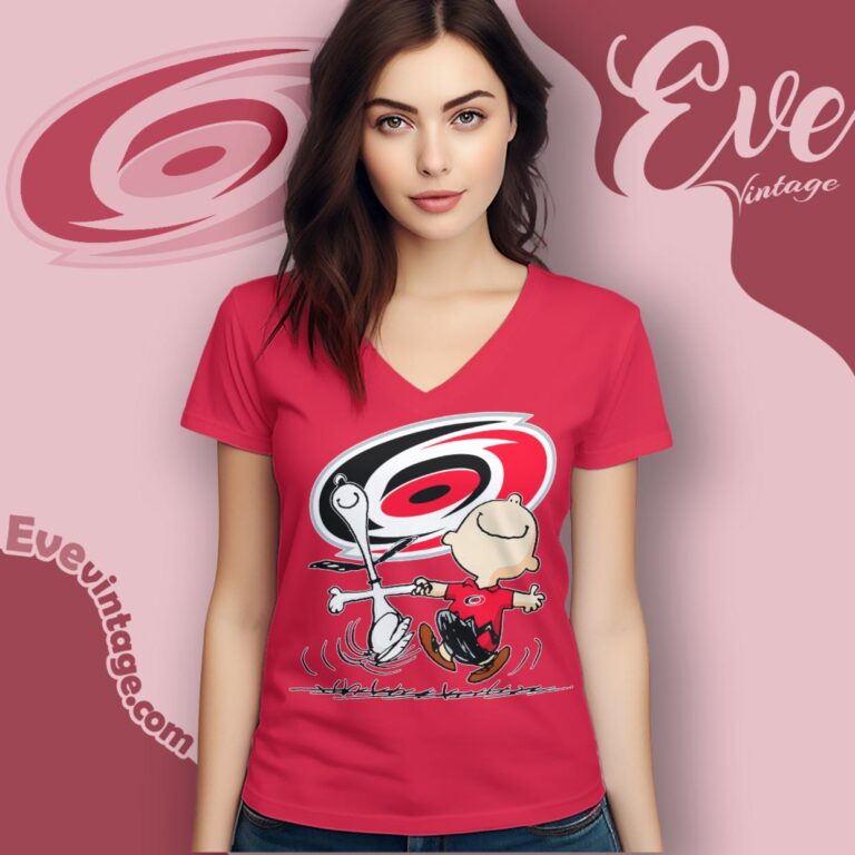 Carolina Hurricanes Charlie Brown Snoopy Happy Dancing Shirt V Neck TShirt Carolina Hurricanes Charlie Brown Snoopy Happy Dancing Shirt V Neck TShirt