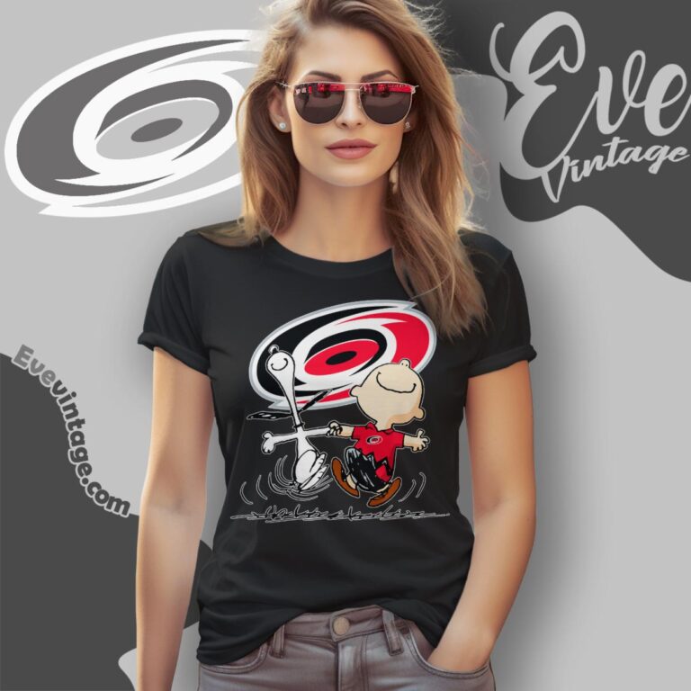 Carolina Hurricanes Charlie Brown Snoopy Happy Dancing Shirt Women T Shirt Carolina Hurricanes Charlie Brown Snoopy Happy Dancing Shirt Women T Shirt