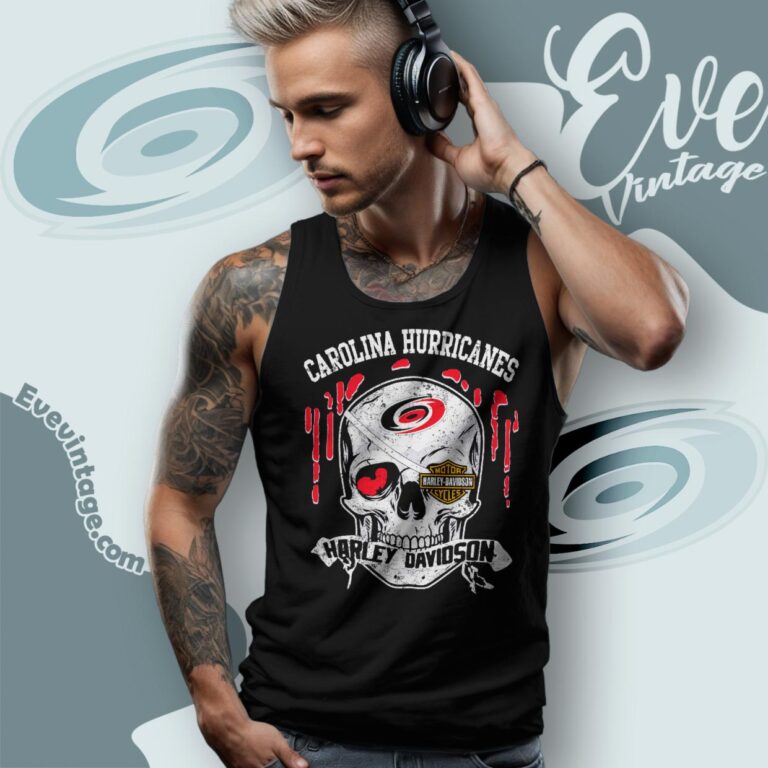 Carolina Hurricanes Harley Davidson Skull Shirt Tank Top Racerback Carolina Hurricanes Harley Davidson Skull Shirt Tank Top Racerback