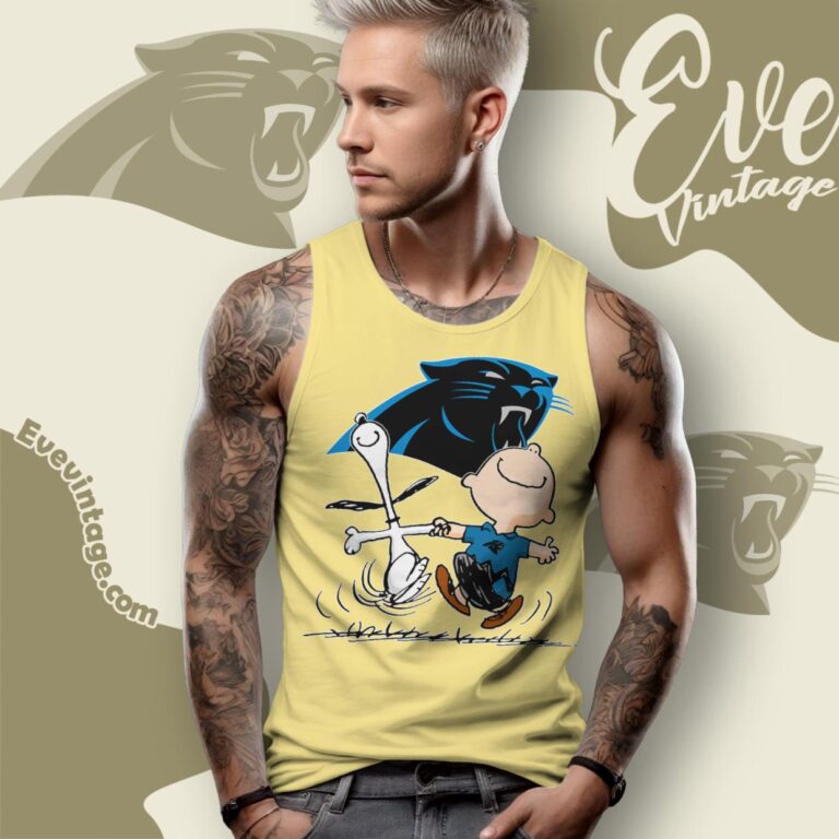 Carolina Panthers Charlie Brown Snoopy Happy Dancing Shirt Tank Top Racerback Carolina Panthers Charlie Brown Snoopy Happy Dancing Shirt Tank Top Racerback