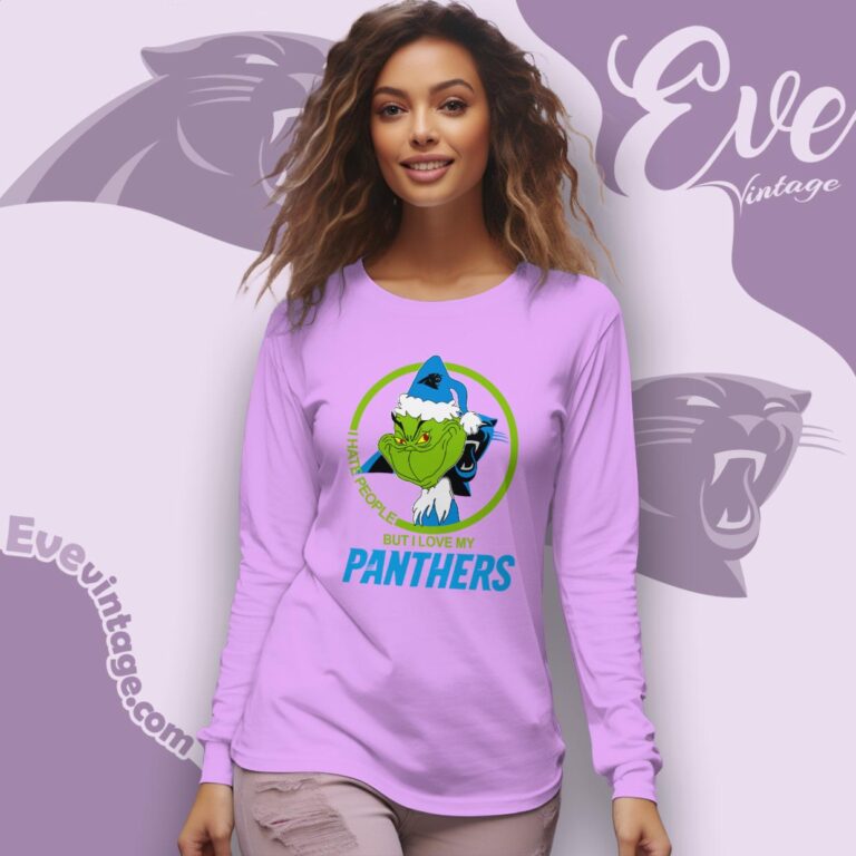 Carolina Panthers Christmas Grinch Shirt I Hate People But I Love My Panthers Long Sleeve Tee Carolina Panthers Christmas Grinch Shirt I Hate People But I Love My Panthers Long Sleeve Tee